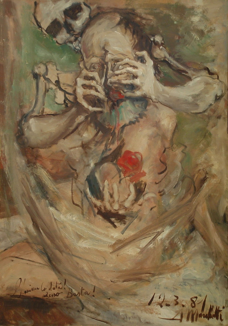 Opera del periodo artistico "opere nere" del Pittore Angelo Marchetti
