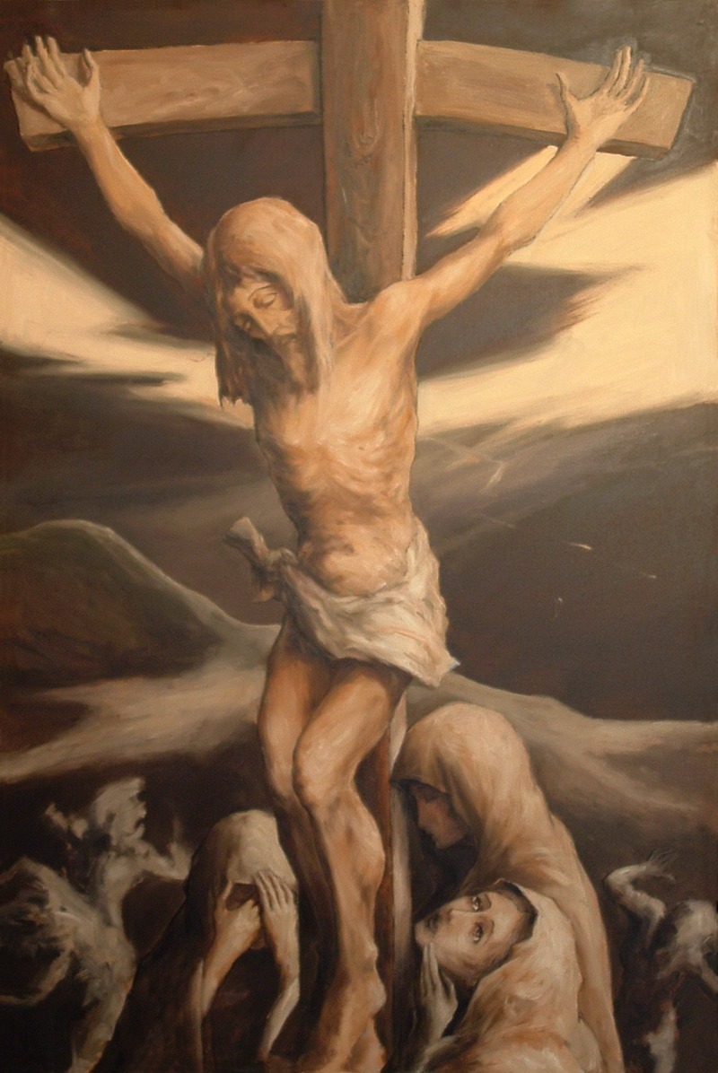 "Crocifissione" olio su tela del pittore Angelo Marchetti (1930-2000)