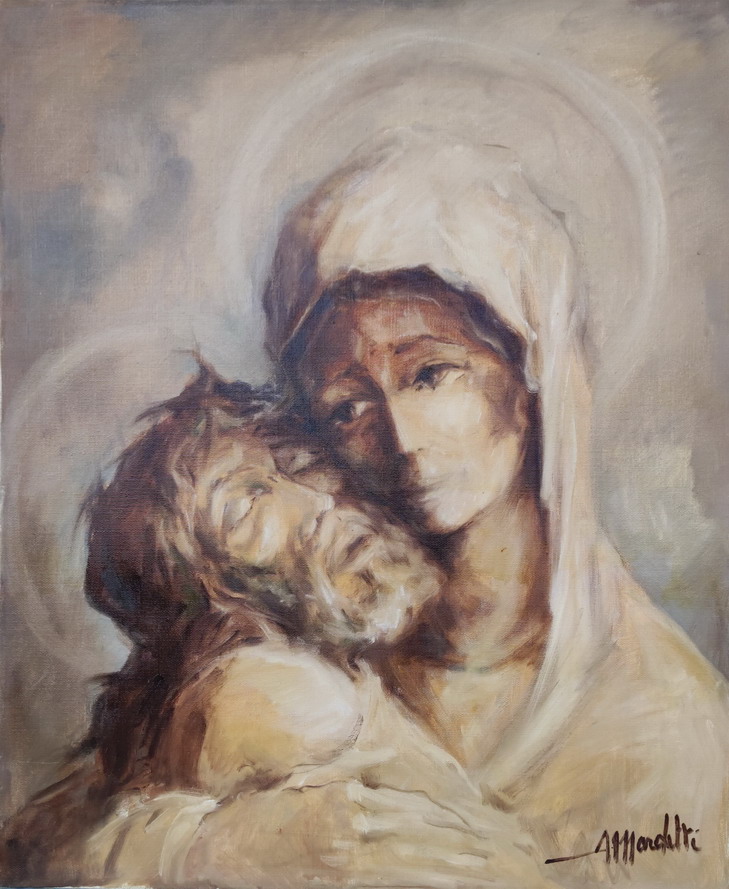 "Crocifissione" olio su tela del pittore Angelo Marchetti (1930-2000)