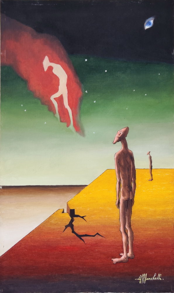 L'ascesa dell'anima - olio su tela pittore Angelo Marchetti (1930-2000)